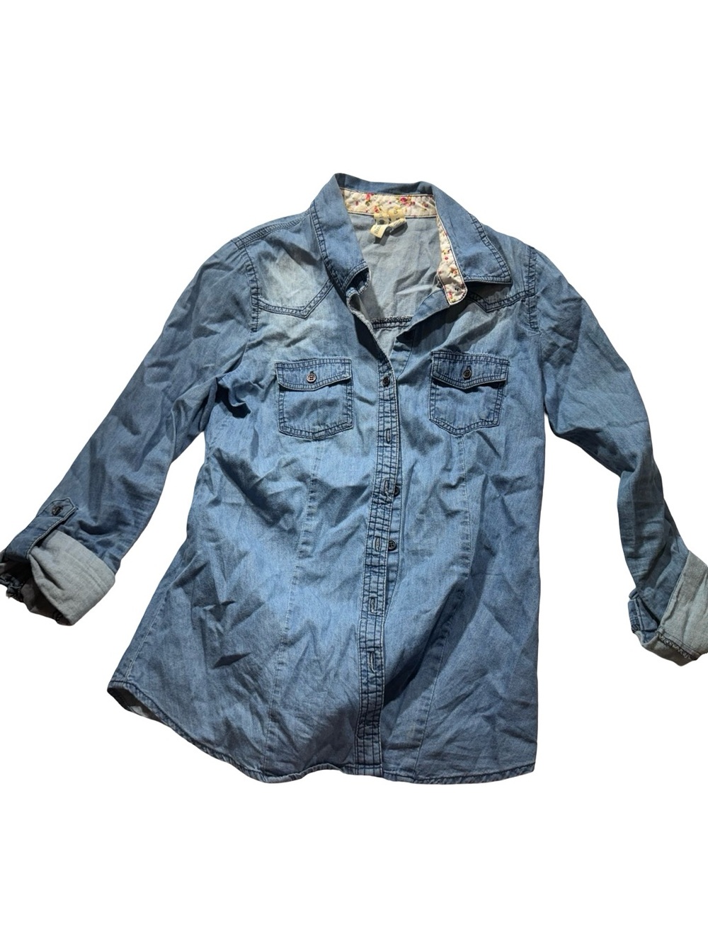 girl krazy Light Blue Denim Button-Down Shirt